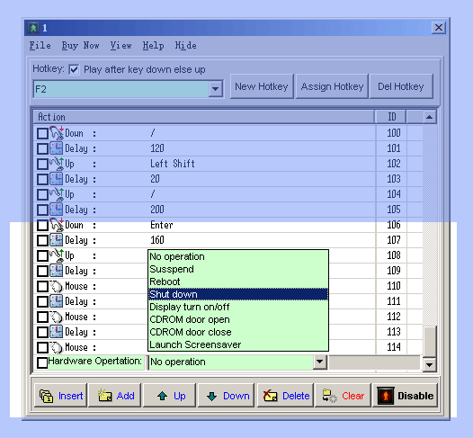 Hardware Operation [ susspend, reboot, shut down, display turn on /off, cd rom open/close, launch screensaver]